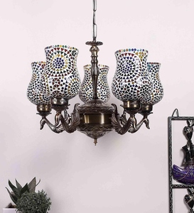 Wholesale Turkish Mosaic Chandelier Bulk Moroccan Colorful Glass Pendant Light Factory Price <b>Retro</b> Antique Brass Hanging Lamp - Product Image 3