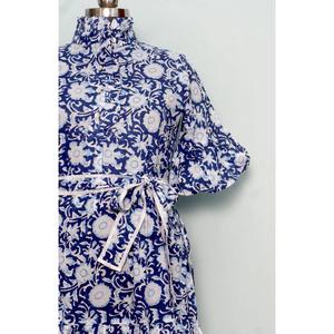 เดรสยาวผ้าฝ้ายแท้ 100% สำหรับผู้หญิง ลายพิมพ์ดอกไม้แบบอินเดีย ทำมือ แขนยาว น่ารัก สวมใส่สบาย เหมาะสำหรับงานปาร์ตี้ เรียบง่าย - Product Image 3