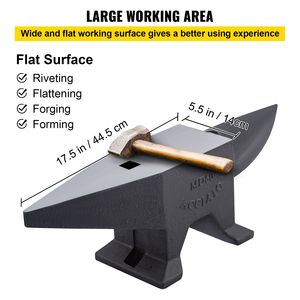 Incudine a corno singolo in acciaio fuso da 132 libbre (60 kg) con ampia superficie di lavoro, base stabile e elevata durezza, robusta - Product Image 6