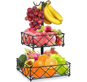 Étagère de rangement pour fruits et légumes en métal, panier à fruits détachable, construction en fer durable, design moderne, panier à collations - Product Image 1