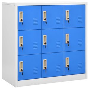Armoire de rangement moyenne en acier gris clair et bleu - Product Image 1