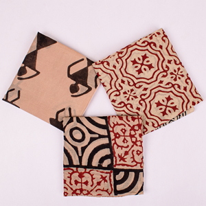 Juego de 3 bandanas cuadradas de algodón ecológico, estilo Bagaru, estampadas a mano, bufanda bandana unisex, transpirable, para la espalda y el cuello. - Product Image 3