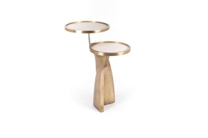 2 top side <b>table</b> in cream shagreen and bronze patina brass luxury nesting side <b>table</b> modern accent <b>table</b> - Product Image 3