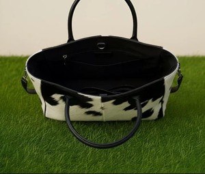 Sac fourre-tout de luxe en cuir de vachette véritable avec broderie et fermeture éclair, portable, pour l'été et l'automne, sac à main multifonction pour femme - Product Image 4