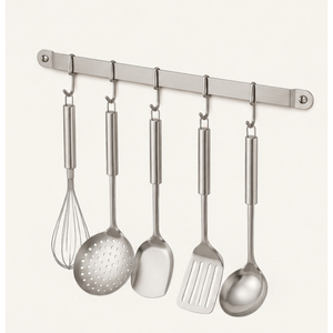 Fine Quality Stainless Steel Kitchen Wall <b>Rail</b> Rack with S-<b>Hooks</b> Rust-Proof Space-Saving Organizer for Pots Pans and Utensils - Product Image 2