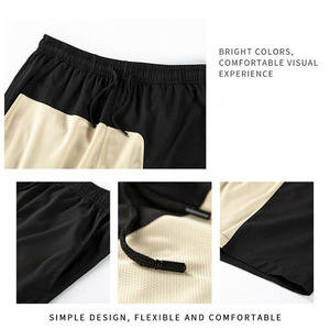 Ensemble de shorts en tricot décontractés pour hommes, été, couleurs contrastées, 100% coton, grandes tailles - Product Image 5
