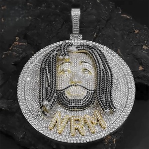 Pendentif personnalisé en argent 925 avec diamant de laboratoire pour homme, médaillon photo glacé, collier hip-hop tendance, bijoux de luxe - Product Image 2