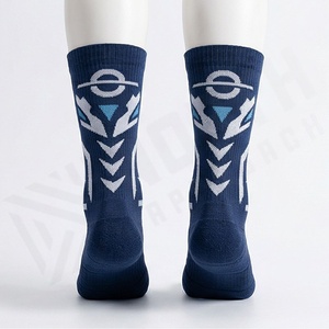 Crew <b>Socks</b> Geometric Pattern Blue Breathable Polyester Spandex Basketball Adult Summer Sports <b>Socks</b> - Product Image 2