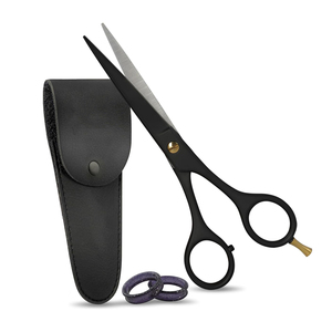 Ciseaux de coiffure professionnels Diamond Edge noirs mats de 6,5 pouces en acier inoxydable pour une coupe de cheveux propre et précise - Product Image 1