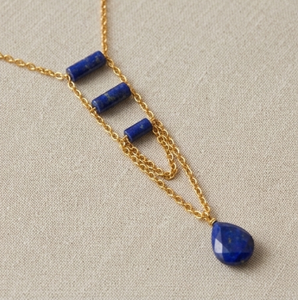 Collier ras-de-cou chrétien en saphir naturel plaqué or 18 carats |   Bijoux pour fête de mariage et de fiançailles, pierres précieuses certifiées faites à la main - Product Image 4