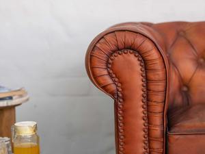 Classic Tan Leather Chesterfield <b>Sofa</b> Luxurious Tufted Three Seater Eco-Friendly Transitional <b>Wood</b> <b>Frame</b> Living Room Stately - Product Image 4