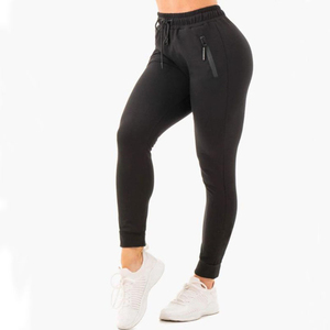 <b>Women's</b> Pink High Waist <b>Jogger</b> Pants Full Length Drawstring Elastic Cuff <b>Skinny</b> Fit Solid Color Back Zip Pocket Autumn Wear - Product Image 4