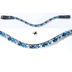 Diadema de cuero genuino para caballo con cristales Rivoli de 10 mm personalizados y broches de liberación rápida, accesorio ecuestre para brida. - Product Image 1