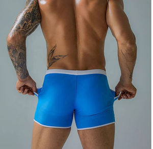 Calzoncillos bóxer transpirables de punto para hombre, poliéster/algodón, sublimación, color azul, corte en U convexo. - Product Image 3