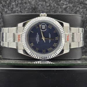 Luxury 41mm Men's Watch Stainless Steel <b>Automatic</b> Mechanical Style Blue Dial Roman Numerals BraceletBusiness <b>Wristwatch</b> - Product Image 1