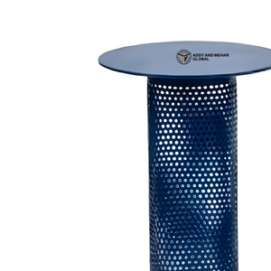 Modern Blue Perforated Metal <b>Stool</b> Round Top Industrial Steel Side <b>Stool</b> Contemporary Seating for Home Garden Café Furniture - Product Image 2