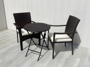 Modern Luxury High Quality 1 Folding <b>Table</b> and 2 Chairs Wicker Set for Garden Furniture <b>Balcony</b> Patio Contemporary Design - Product Image 3