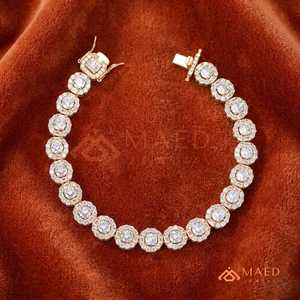 Pulsera de Cadena Fina con Moissanita Dorada, Joyería de Moda de Los Ángeles, Regalo Elegante para Uso Diario - Product Image 1