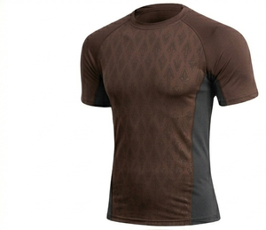 Men's Short Sleeve Rash Guard Camouflage Sublimation Print Quick Dry Sport Top Compression Shirt - Product Image 5
