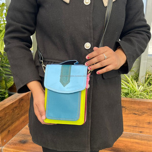 Petit sac à bandoulière en cuir recyclé pour téléphone portable pour femmes Sacs à bandoulière en cuir coloré Sac de poche pour téléphone portable de haute qualité Sac à main - Product Image 4