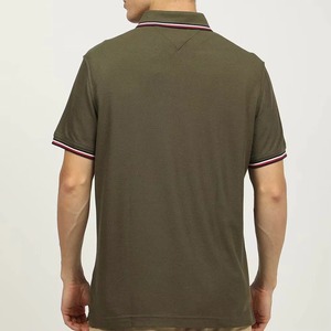 <b>Mens</b> Olive <b>Green</b> Short Sleeve for <b>Shirt</b> Solid Color Casual Wear Regular Fit Cotton Knitted Breathable Design Customize Golf - Product Image 2