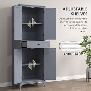 Dispensa da cucina grigia a 4 ante con cassetto e ripiani regolabili - Product Image 5