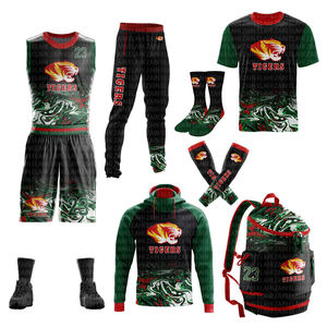 Ensemble d'uniformes de basketball personnalisés pour hommes – Maillot sans manches et short respirant motif tigre pour l'été - Product Image 4