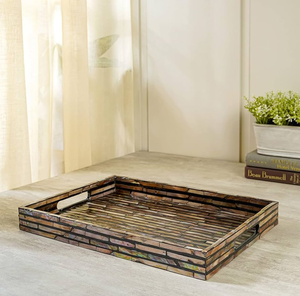 Bandeja de servir de nácar, organizador de almacenamiento, diseño de lujo hecho a mano, bandeja con incrustaciones de nácar - Product Image 2