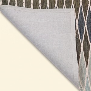 Tapis en laine tufté à la main Aqua Abstract Stripes bleu et marron, antidérapant, écologique, à poils épais et moyens, moderne, pour salon et chambre à coucher - Product Image 5