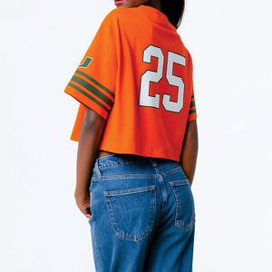 เสื้อยืดครอปผ้าฝ้ายเจอร์ซีย์แฟชั่นสำหรับผู้หญิงปี 2026 แขนสั้น ลายทางตัดกัน เสื้อทีมสั่งทำได้ ผลิตจำนวนมาก รับผลิตแบรนด์ส่วนตัว ผลิตในสหรัฐอเมริกา - Product Image 6