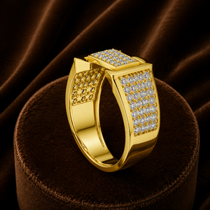 แหวนหมั้นโมอิสซาไนต์วินเทจชุบทองคำขาว 14K ทรงกลม ตัวเรือนแบบกรงเล็บสี่เหลี่ยม แหวนแต่งงานสำหรับทั้งชายและหญิง - Product Image 5