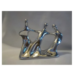 Modern Silver Metal Jack Sculpture Abstract Table Statue Decorative Geometric <b>Object</b> for Living Room Office Home Decor Sculpture - Product Image 5