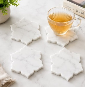 Posavasos de mármol blanco con incrustaciones de nácar, posavasos floral, posavasos cuadrado de piedra, posavasos de mármol hecho a mano, nuevo. - Product Image 2