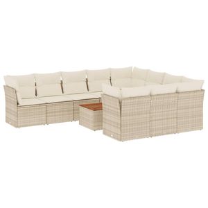 Grande Set Divano da Giardino in Rattan PE con Tavolo Beige e Marrone, Schema Cromatico Beige e Beige - Product Image 2
