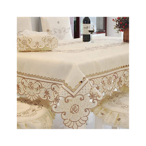 Nappe de table personnalisée 100% coton brodé Jacquard bleu 90x120 pouces séchage rapide lavable en machine idéal pour grande famille - Product Image 4