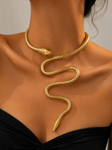 Collar de Serpiente de Lujo Chapado en Oro de Latón, Gargantilla de Serpiente, Joyería de Moda para Mujer, Regalo Elegante - Product Image 3