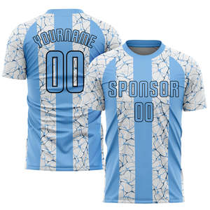 Wholesale Marble Texture Custom Soccer Uniform <b>Light</b> Blue Men's Football Jersey Set Sublimated Breathable Training Kit Supplier - Product Image 2