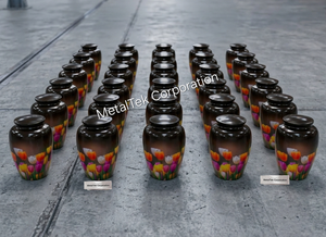 Handmade Floral Cremation Urn for Human Ashes High Quality Aluminum Metal Funeral Urns Memorial Decorative Jars Threaded Lid Urn - Product Image 5