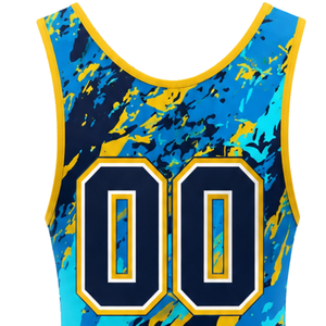 <b>Men</b> Blue Yellow Sublimated <b>Wrestling</b> <b>Singlet</b> Polyester Athletic Sports Uniform Sleeveless <b>Wrestling</b> Apparel Training Match - Product Image 5