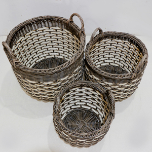 Handcrafted Rattan Storage <b>Baskets</b> Oval With Handles Rustic Multi-Purpose For Living Room Neatening - Product Image 5