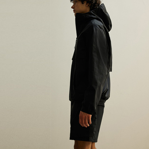 Men's <b>Black</b> Quarter-Zip <b>Windbreaker</b> Jacket Sporty Style Windproof Outdoor Wear Regular Fit Polyester Shell <b>Windbreaker</b> Jackets - Product Image 2