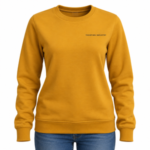 Sweat-shirt femme 100% coton de qualité supérieure OEM, logo imprimé DTF personnalisé, couleur unie, épaules tombantes, style streetwear. - Product Image 1