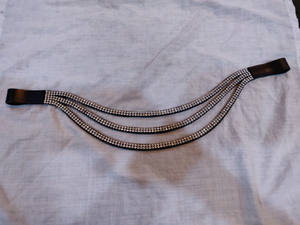 Banda para la frente de caballo de cuero de 3 filas de lujo Banda para la frente de diamantes de imitación de cristales Mega Bling de alta calidad Todos los colores Todos los tamaños Hecho EN LA India - Product Image 6