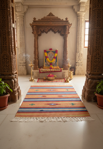 พรมปูพื้น/พรมเชือกผูก ลายดอกไม้ทันสมัย ทำจากผ้าฝ้าย ทำมือ ซักเครื่องได้ ใช้ได้สองด้าน เหมาะสำหรับการเดินทางและใช้ในบ้าน - Product Image 3