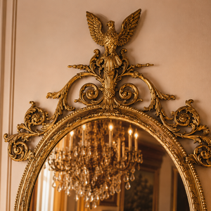 Antique Gold Oval Wall Mirror Ornate Rococo Eagle Crest Decorative Luxury Mirror For Living Room Wall Decor - Product Image 4