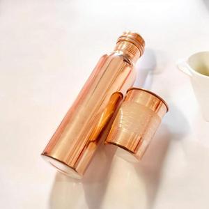 Plain Finish Real Copper <b>Bottle</b> With Glass Best Selling Copper Water <b>Bottle</b> Sets For Gift Ideas Office Home Drinking <b>Bottle</b> Set - Product Image 2