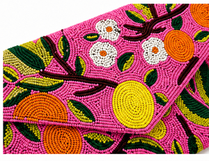 Hand-Beaded Floral Clutch Bag – <b>Pink</b> Envelope Wallet with Vibrant Embroidery, Statement Evening <b>Purse</b>, Handmade Boho Accessory - Product Image 6
