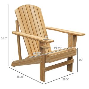 Sedia Adirondack Moderna con Portabicchieri in Legno Naturale e Plastica Pieghevole per Uso Esterno - Supporta 150 kg per Patio, Giardino, Balcone, Spiaggia - Product Image 3