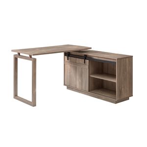 Scrivania a L Reversibile Color Nocciola per Ufficio Domestico con Credenza Scorrevole e Porta a Battente, Postazione di Lavoro con Spazio di Archiviazione Integrato - Product Image 5