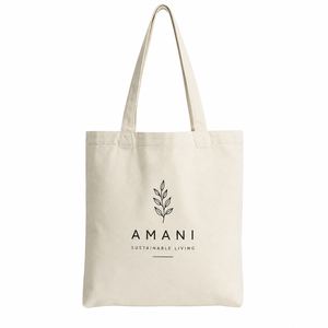 AMANI กระเป๋าผ้าแคนวาส ดีไซน์การพิมพ์แบบมินิมอล ลายใบไม้ กระเป๋าช้อปปิ้งสำหรับการเดินทางแบบยั่งยืน สไตล์ทุกฤดูกาล - Product Image 1